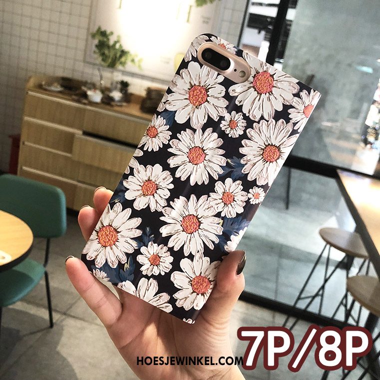 iPhone 7 Plus Hoesje Wit Folio Scheppend, iPhone 7 Plus Hoesje Bloemen Reliëf