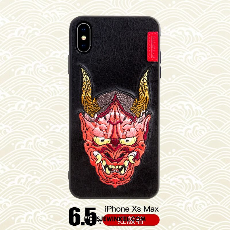 iPhone Xs Max Hoesje Hoes Draak Tijger, iPhone Xs Max Hoesje Trendy Merk Zwart