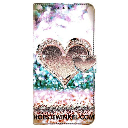 Bescherming Hoesje Oppo A98 5g Roze Diamanten Hart