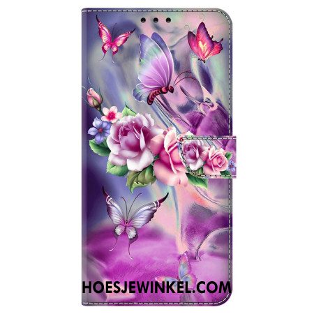 Bescherming Hoesje Samsung Galaxy A55 5g Paarse Vlinders En Bloemen