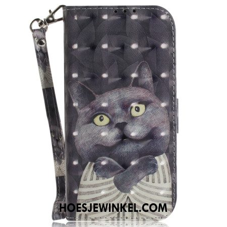 Bescherming Hoesje Samsung Galaxy S24 Plus 5g Knuffelkat Met Riem