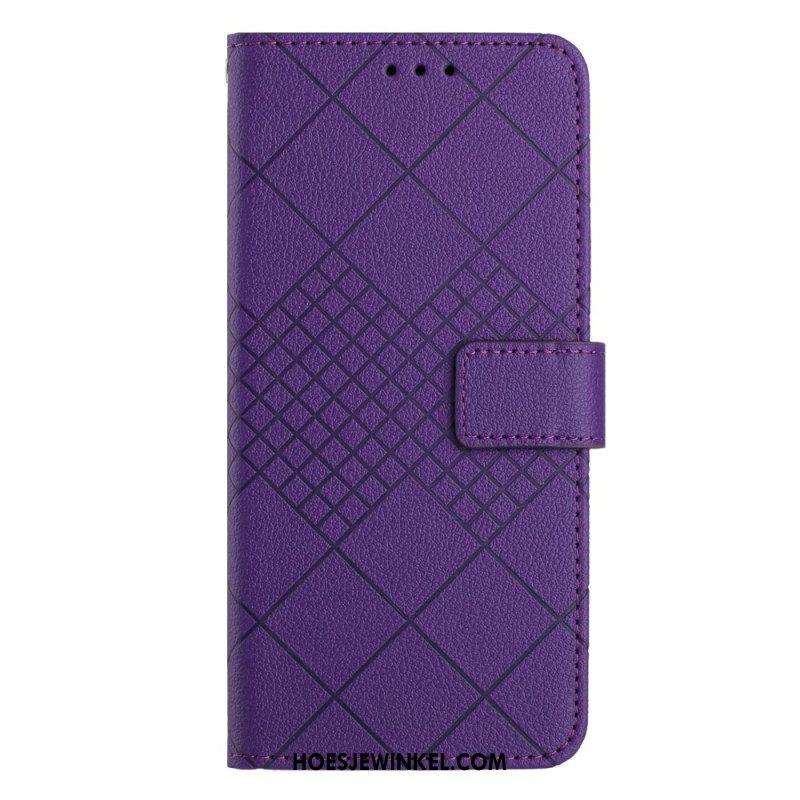 Bescherming Hoesje Xiaomi 14 Litchi-textuurdiamanten Met Riem