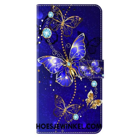 Bescherming Hoesje Xiaomi Redmi Note 13 4g Diamantvlinders Op Blauwe Achtergrond