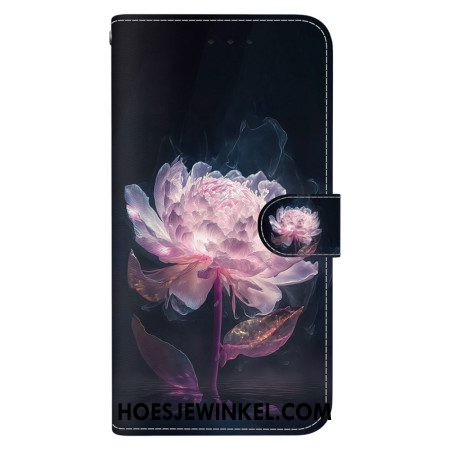 Bescherming Hoesje Xiaomi Redmi Note 13 4g Paarse Pioen Met Bandje