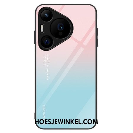 Case Hoesje Huawei Pura 70 Telefoonhoesje Roze En Blauw Gradiënt Gehard Glas