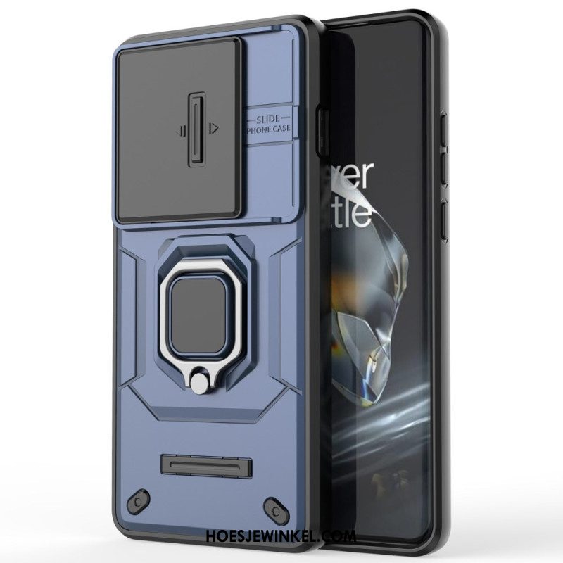 Case Hoesje Oneplus 12 5g Telefoonhoesje Resistente Ring Met Verschuifbare Lensbeschermer