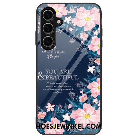 Case Hoesje Samsung Galaxy S24 Fe Telefoonhoesje Roze Bloemen Van Gehard Glas