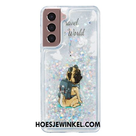 Case Hoesje Samsung Galaxy S24 Plus 5g Telefoonhoesje Vloeibare Glitterhond