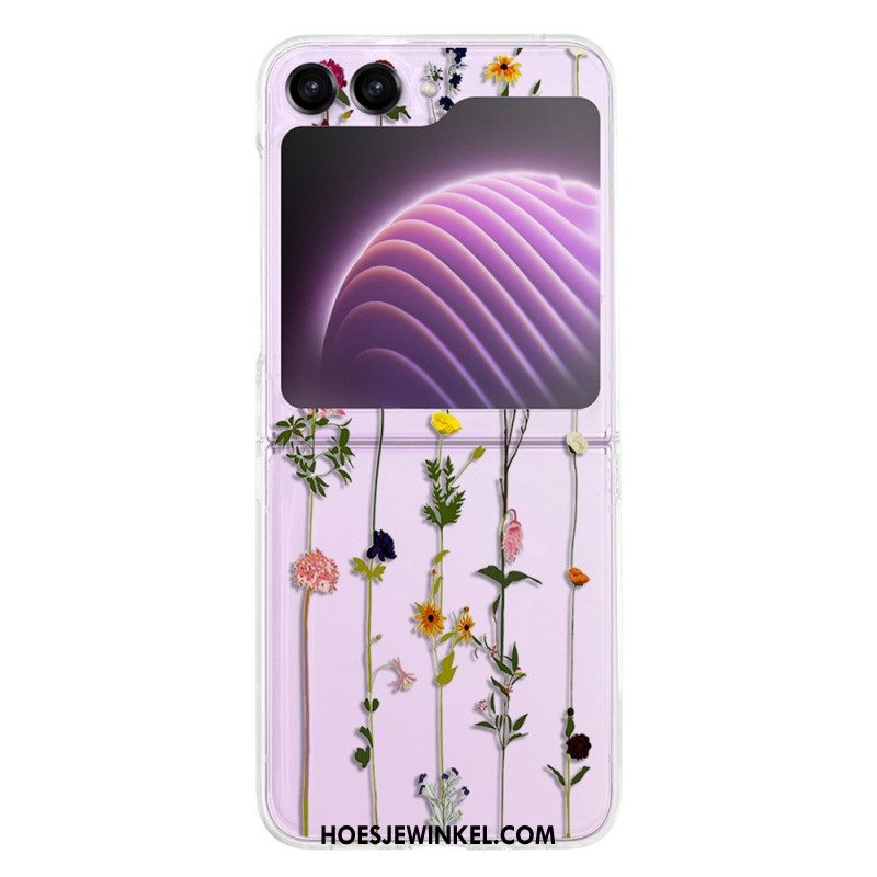 Case Hoesje Samsung Galaxy Z Flip 5 Telefoonhoesje Transparante Kleine Bloemen