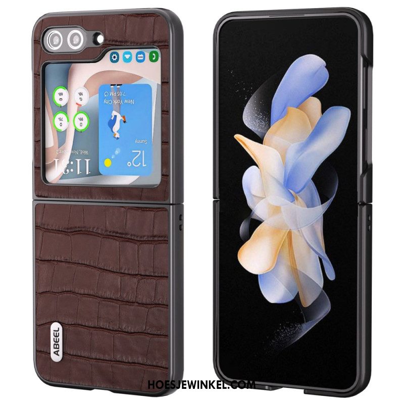 Case Hoesje Samsung Galaxy Z Flip 6 Telefoonhoesje Premium Krokodiltextuur