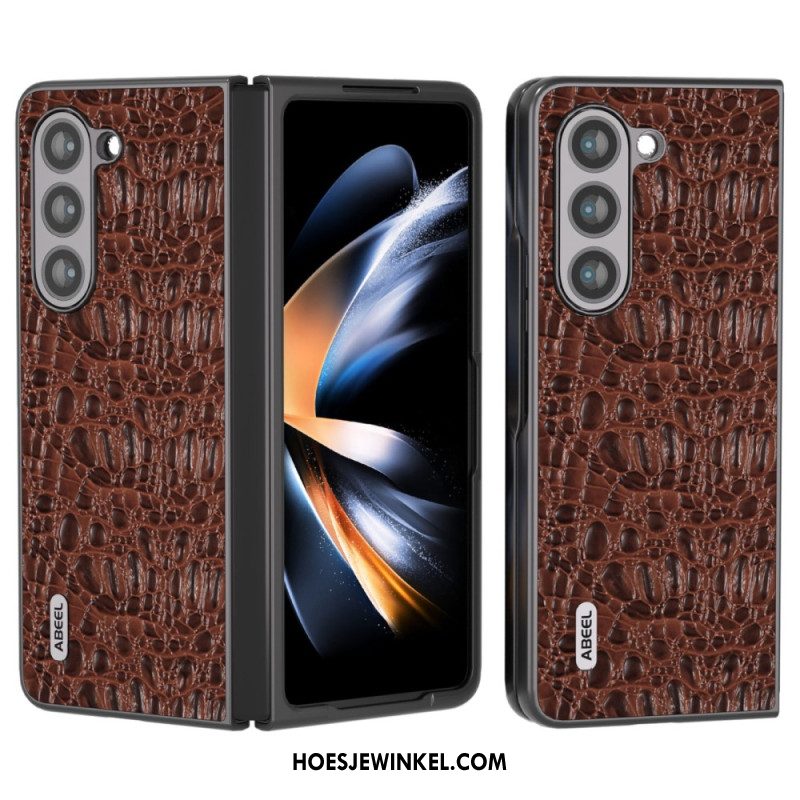 Case Hoesje Samsung Galaxy Z Fold 5 Telefoonhoesje Abeel Krokodillenleerstijl