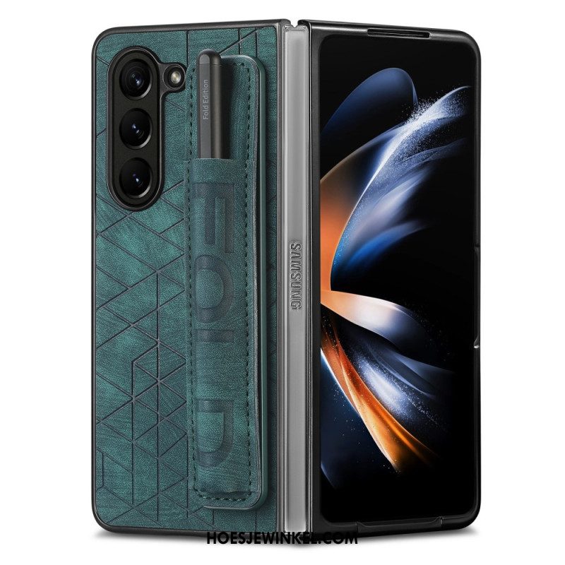 Case Hoesje Samsung Galaxy Z Fold 5 Telefoonhoesje Stylushouder Met Riem