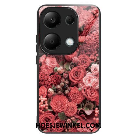 Case Hoesje Xiaomi Redmi Note 13 Pro 4g Telefoonhoesje Gehard Glas Rode En Roze Bloemen