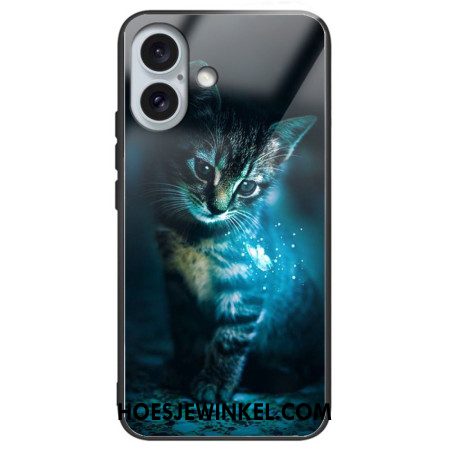 Case Hoesje iPhone 16 Plus Telefoonhoesje Gehard Glas Cat