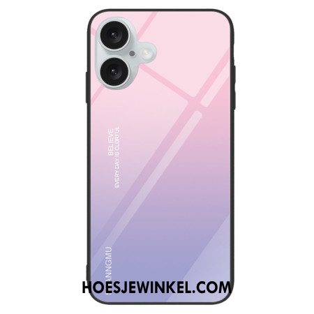 Case Hoesje iPhone 16 Plus Telefoonhoesje Gradiënt Gehard Glas Roze Paars