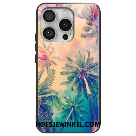 Case Hoesje iPhone 16 Pro Max Telefoonhoesje Palmboom Gehard Glas