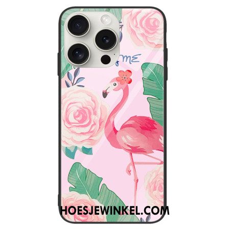 Case Hoesje iPhone 16 Pro Telefoonhoesje Flamingo Gehard Glas