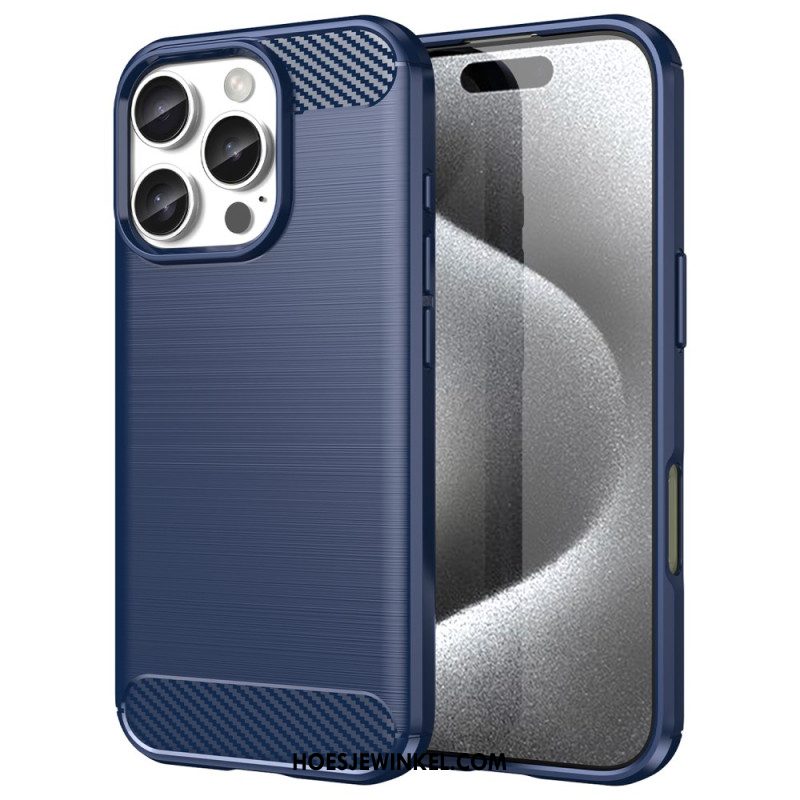 Case Hoesje iPhone 16 Pro Telefoonhoesje Geborstelde Koolstofvezel