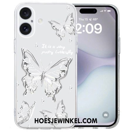 Case Hoesje iPhone 16 Telefoonhoesje Transparante Randvlinders