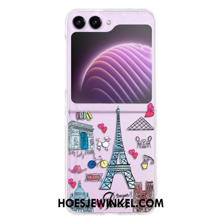 Cover Hoesje Samsung Galaxy Z Flip 5 Telefoonhoesje Transparant Parijs