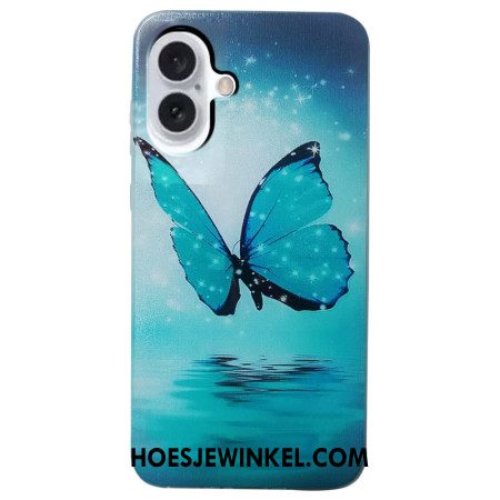 Cover Hoesje iPhone 16 Plus Telefoonhoesje Blauwe Vlinder