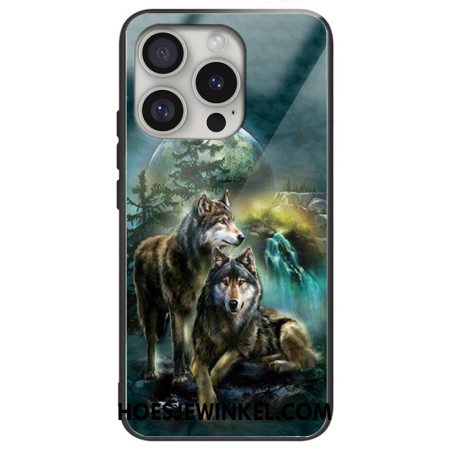 Cover Hoesje iPhone 16 Pro Telefoonhoesje Wolven Van Gehard Glas