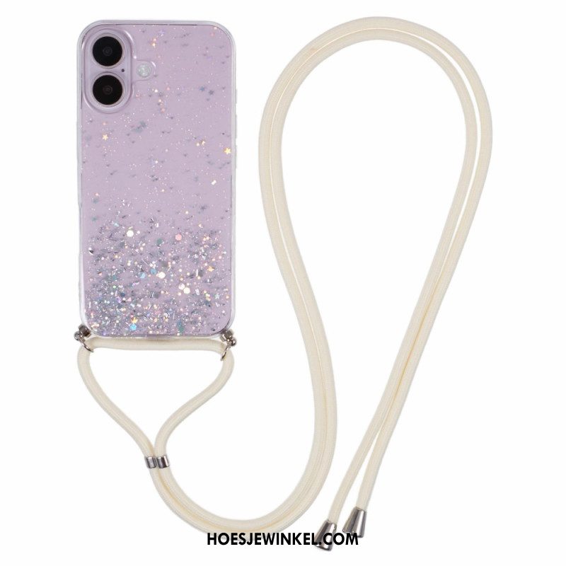 Cover Hoesje iPhone 16 Telefoonhoesje Koord Uit De Paillettenserie