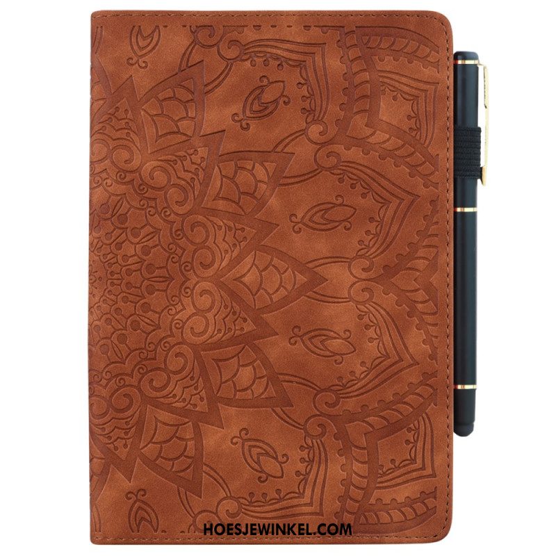 Cover Samsung Galaxy Tab S9 Bloemenpatroon En Stylushouderriem Bescherming Hoesje