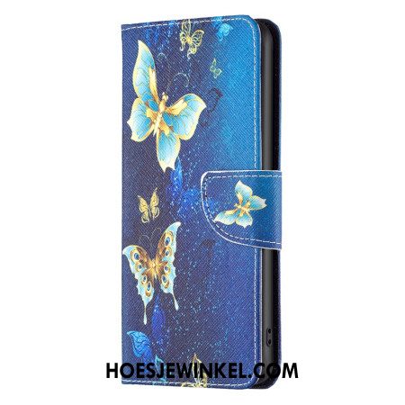 Flip Case Leren Oppo Reno 12 Pro 5g Gouden Vlinders