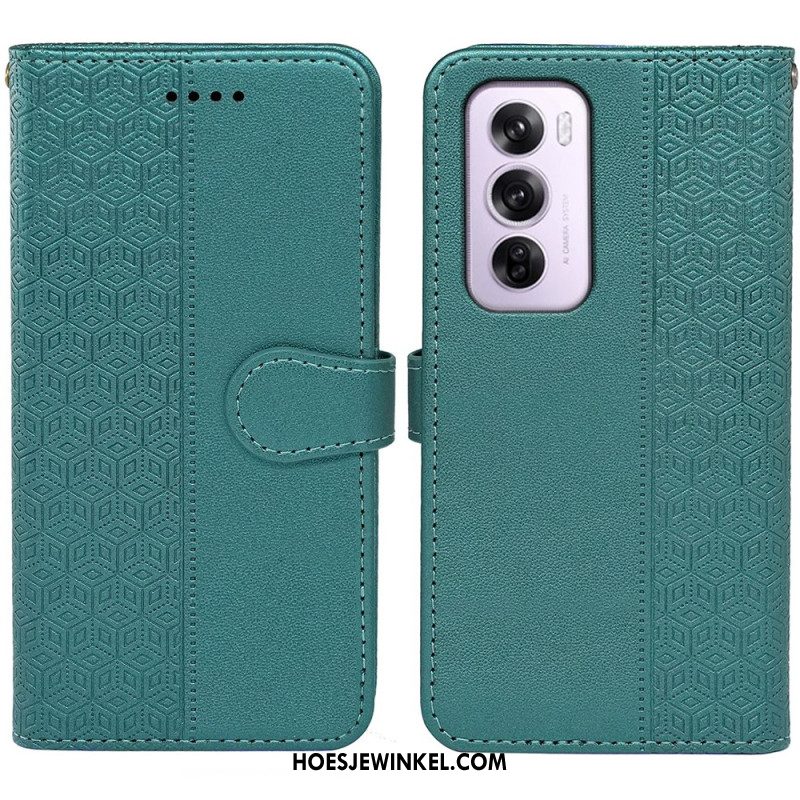 Flip Case Leren Oppo Reno 12 Pro 5g Verticale Fries Met Band