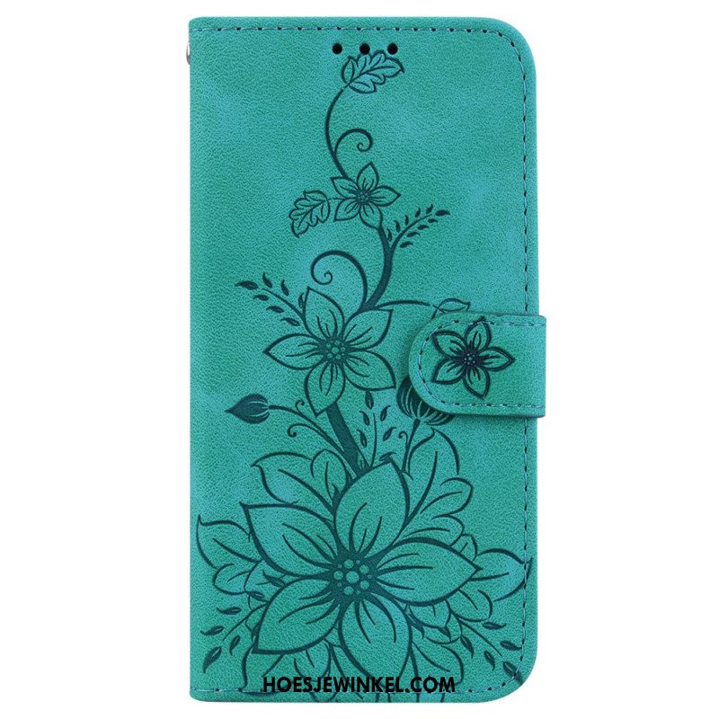 Flip Case Leren Oppo Reno 12f 5g Leliebloemen