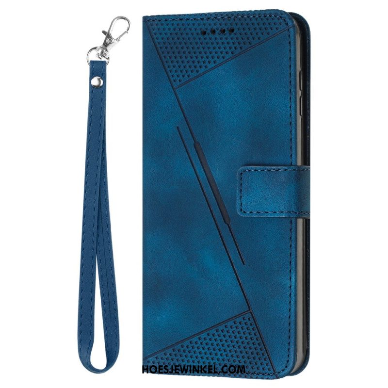 Flip Case Leren Samsung Galaxy A16 5g Driehoekig Bandpatroon