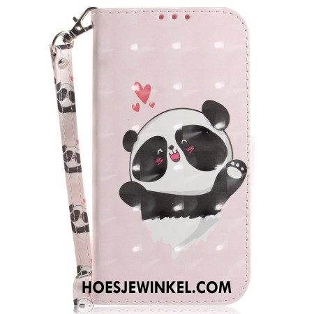 Flip Case Leren Samsung Galaxy A16 5g Panda Love Met Riempje