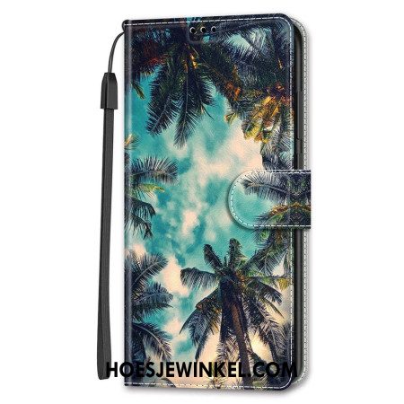 Flip Case Leren Samsung Galaxy S24 5g Kokospatroon Met Riempje