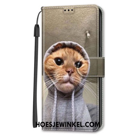 Flip Case Leren Samsung Galaxy S24 5g Yo Kat Met Draagkoord