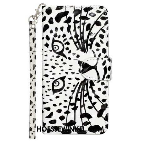 Flip Case Leren Samsung Galaxy S24 Fe Luipaardkop Met Riem