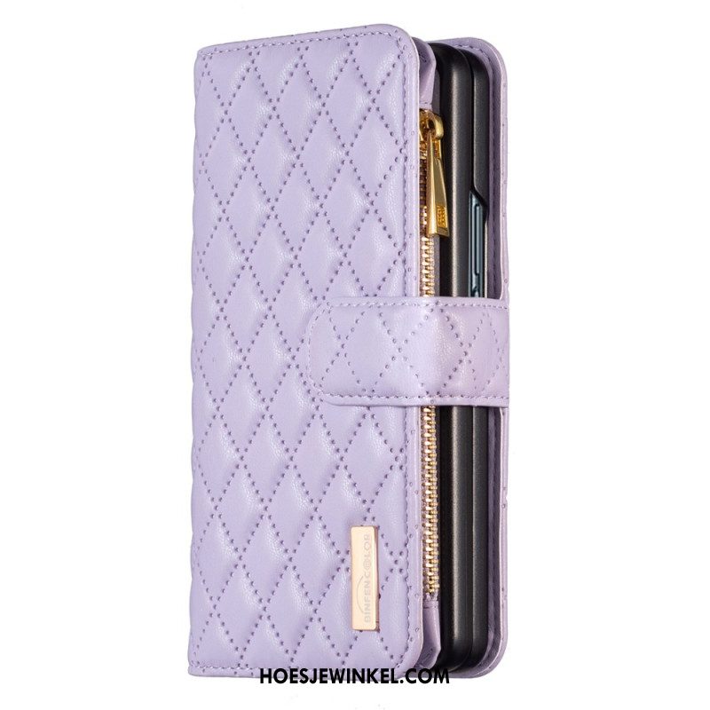 Flip Case Leren Samsung Galaxy Z Fold 6 Gewatteerde Binfen Kleur