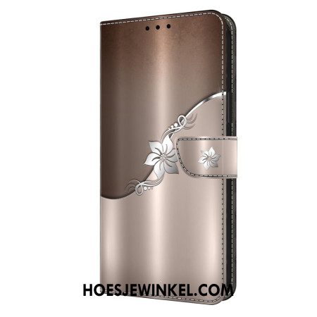 Flip Case Leren Xiaomi 14 Zilveren Bloem