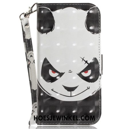 Flip Case Leren Xiaomi Redmi Note 13 4g Boze Panda Met Riem