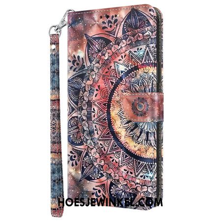 Flip Case Leren Xiaomi Redmi Note 13 Pro Plus 5g Kleurrijke Mandala Met Riempje