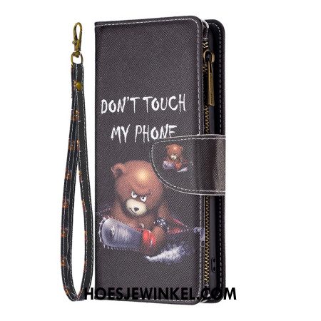 Flip Case Leren iPhone 16 Plus Dangerous Bear Portemonnee Met Riempje