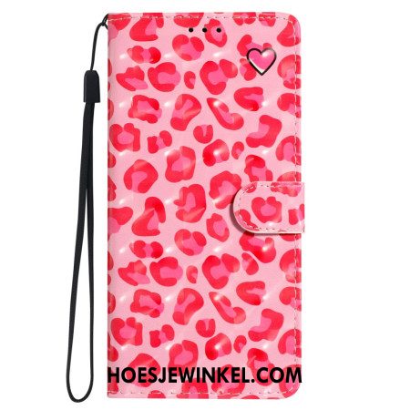 Folio-hoesje Oppo A98 5g Telefoonhoesje 3d Roze Luipaard Met Riem