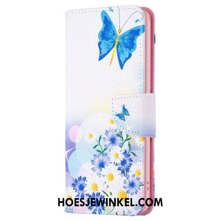 Folio-hoesje Oppo A98 5g Vlinder En Bloemen Aquarel