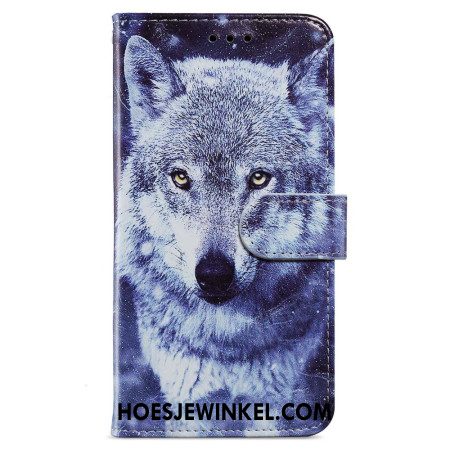 Folio-hoesje Oppo A98 5g Witte Wolf Met Riem