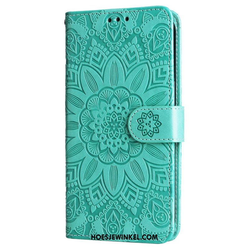 Folio-hoesje Oppo Reno 12 5g Telefoonhoesje Zonnebloempatroon En Riem