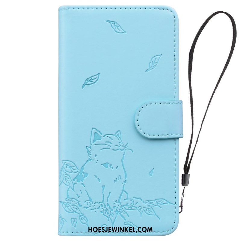 Folio-hoesje Samsung Galaxy A16 5g Telefoonhoesje Kattenopdruk Met Riem