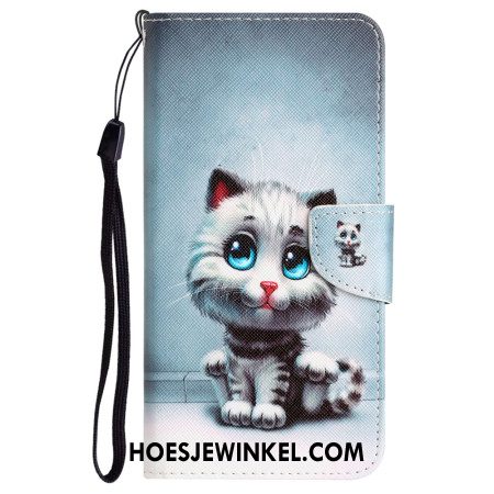 Folio-hoesje Samsung Galaxy A55 5g Blauwogige Kat Met Riem