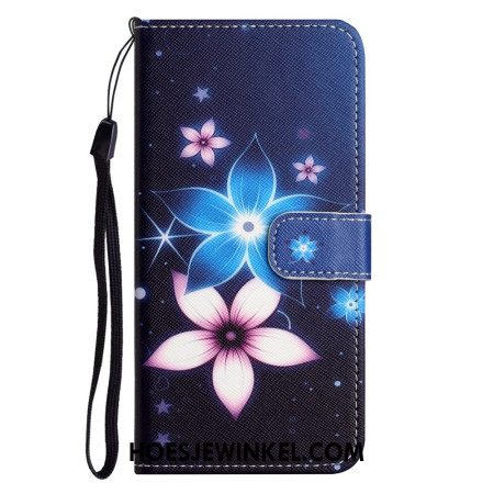 Folio-hoesje Samsung Galaxy S24 5g Maanbloemen Met Riempje