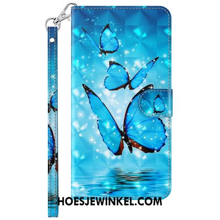 Folio-hoesje Samsung Galaxy S24 5g Telefoonhoesje Blauwe Vlinders Met Riem