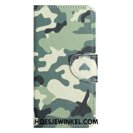 Folio-hoesje Samsung Galaxy S24 5g Telefoonhoesje Militaire Camouflage Met Riem